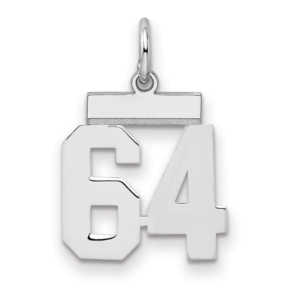 Sterling Silver/Rhodium-plated Polished Number 64 Charm
