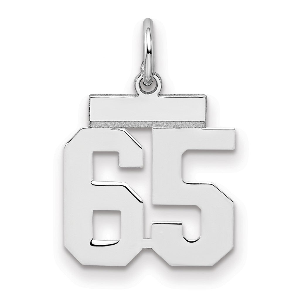 Sterling Silver/Rhodium-plated Polished Number 65 Charm