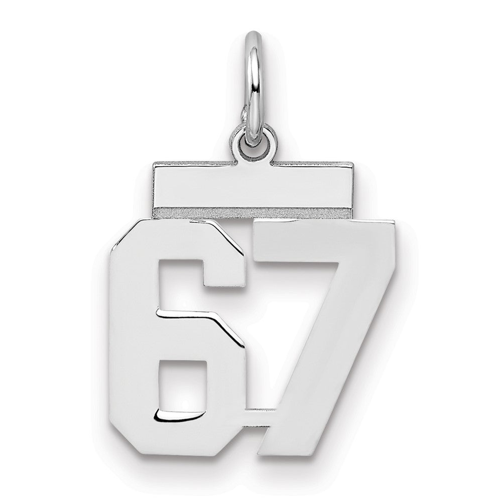 Sterling Silver/Rhodium-plated Polished Number 67 Charm