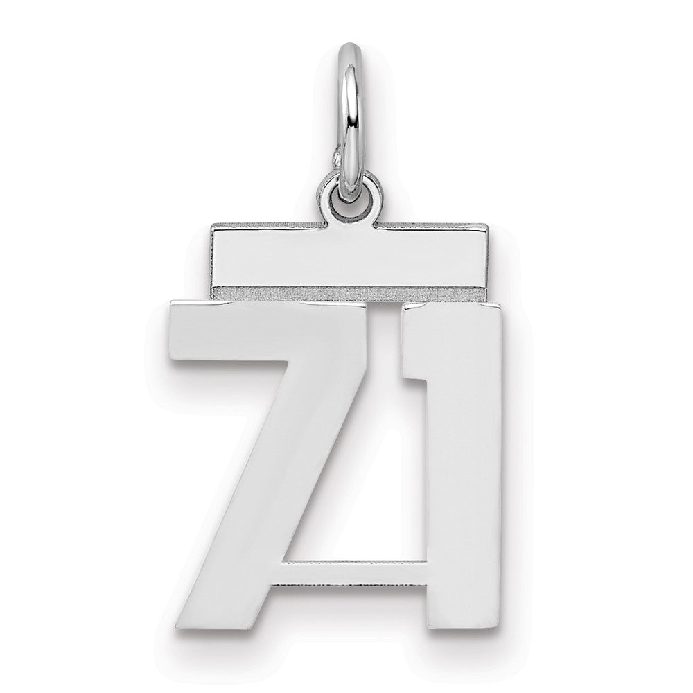 Sterling Silver/Rhodium-plated Polished Number 71 Charm