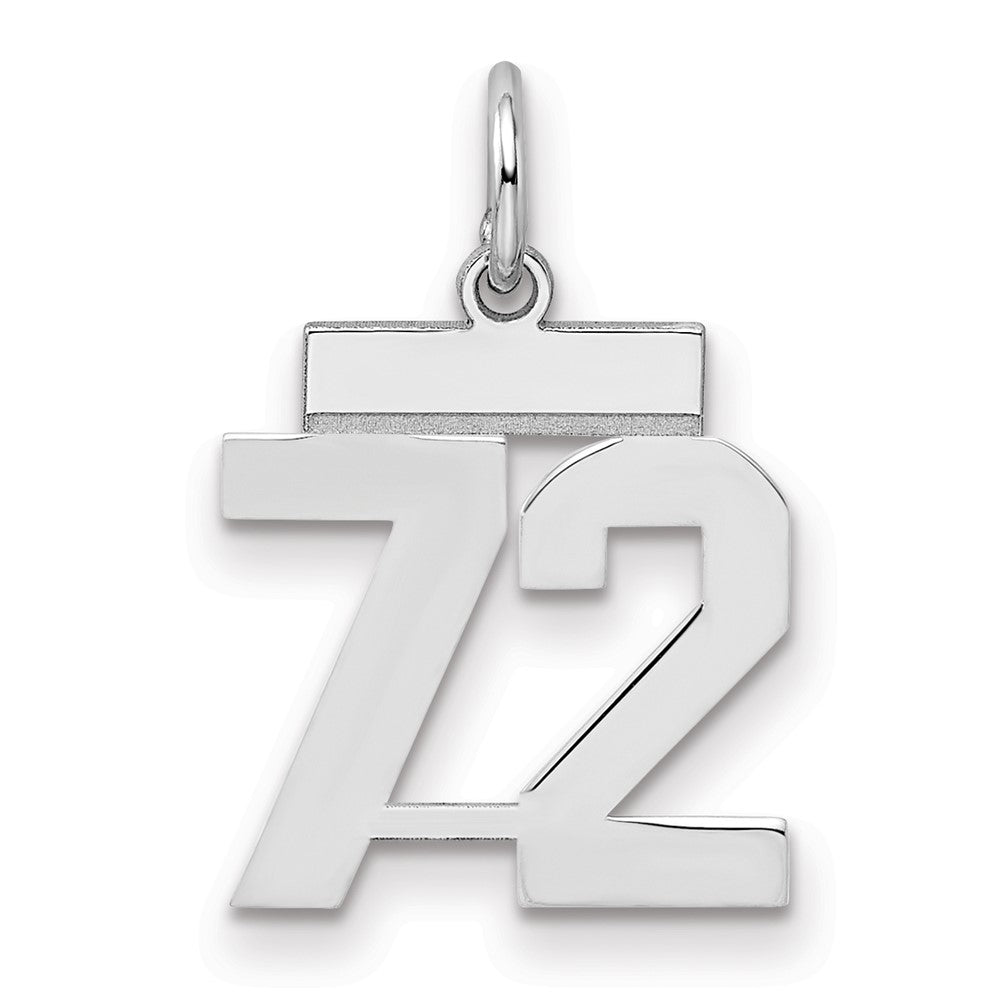 Sterling Silver/Rhodium-plated Polished Number 72 Charm