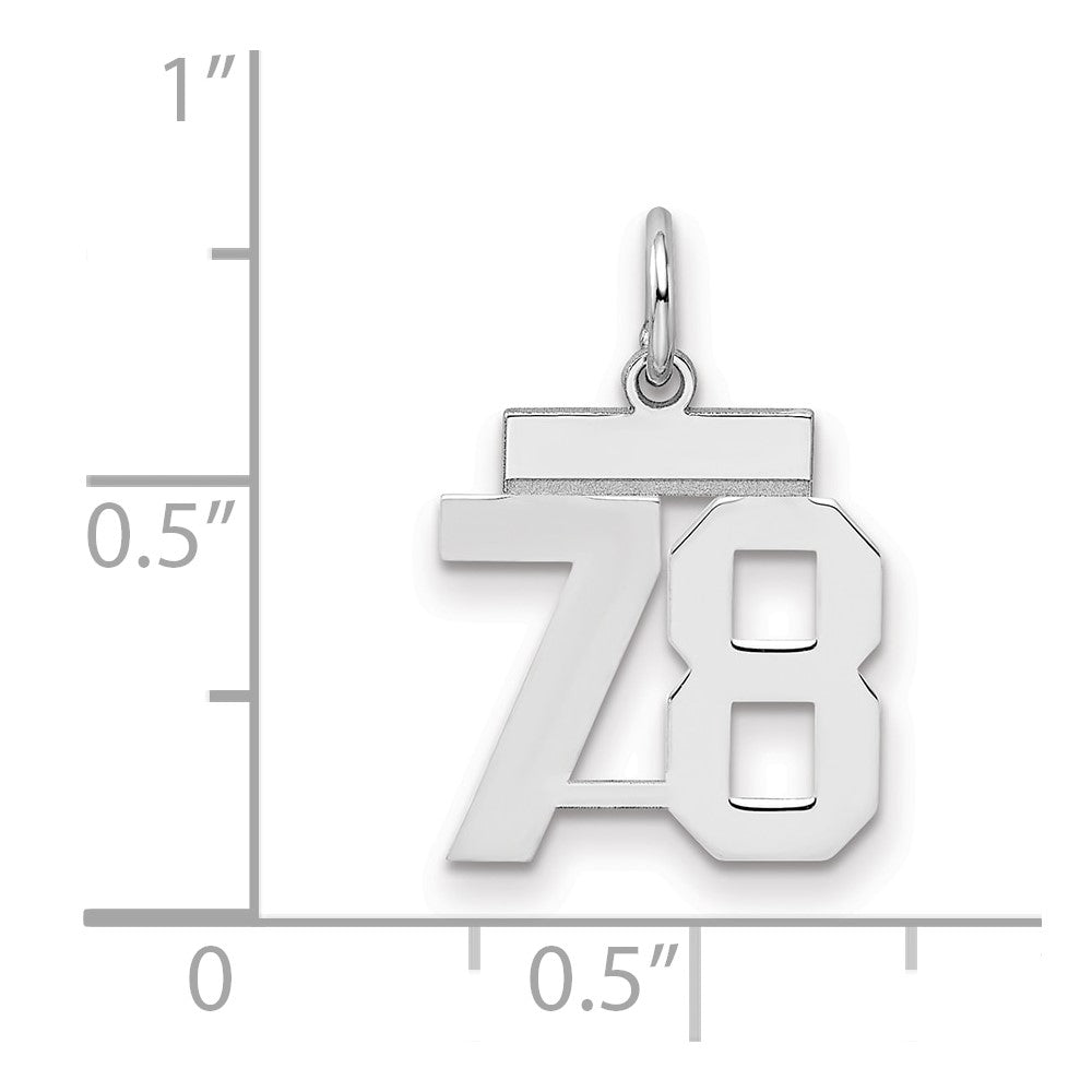 Sterling Silver/Rhodium-plated Polished Number 78 Charm