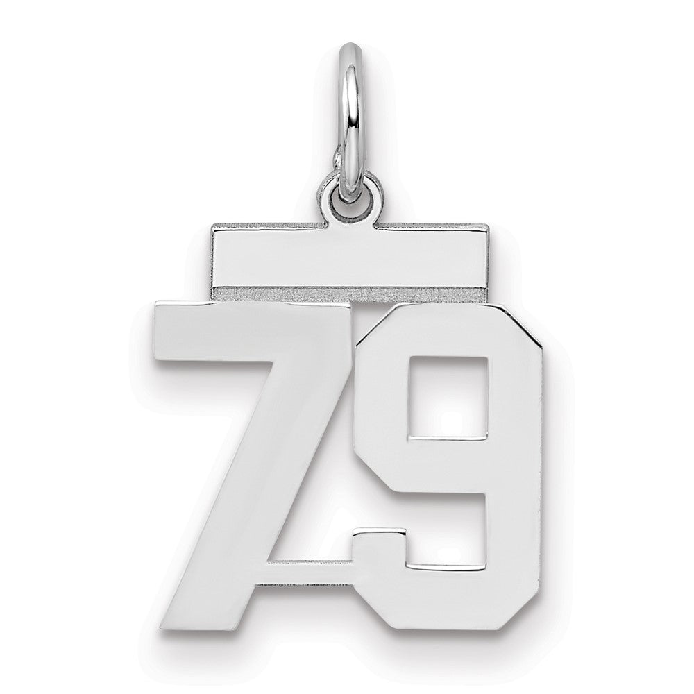 Sterling Silver/Rhodium-plated Polished Number 79 Charm