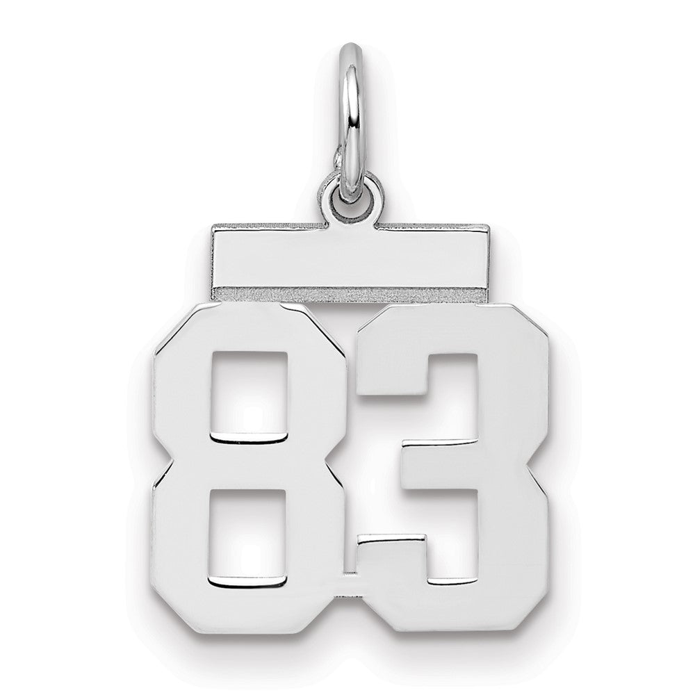 Sterling Silver/Rhodium-plated Polished Number 83 Charm