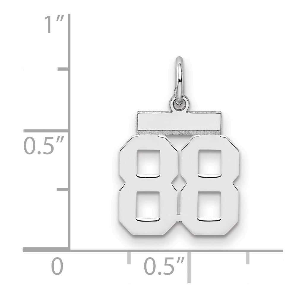 Sterling Silver/Rhodium-plated Polished Number 88 Charm