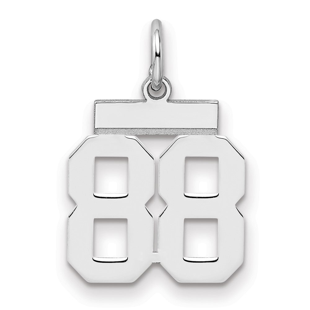 Sterling Silver/Rhodium-plated Polished Number 88 Charm