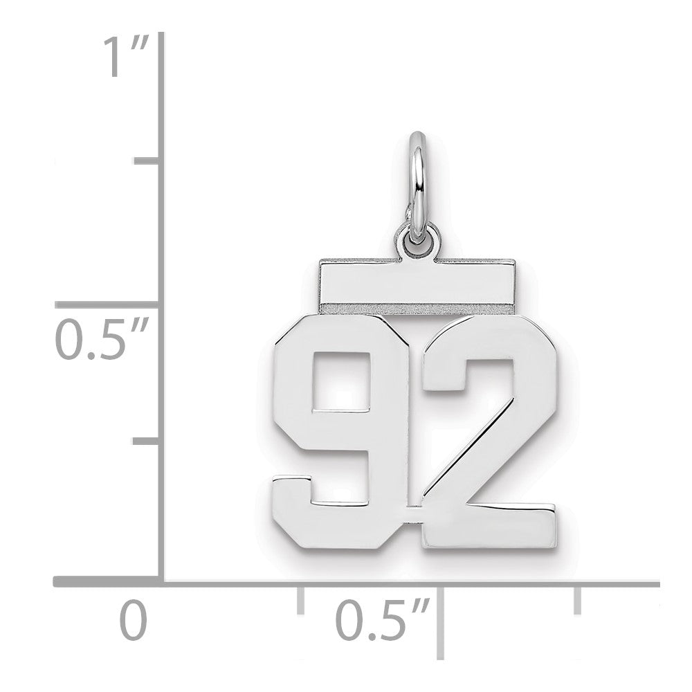 Sterling Silver/Rhodium-plated Polished Number 92 Charm