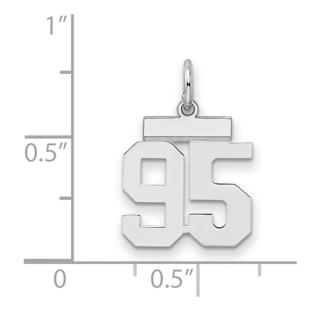 Sterling Silver/Rhodium-plated Polished Number 95 Charm