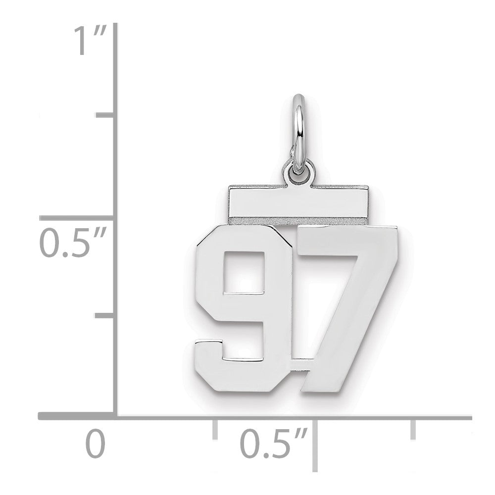 Sterling Silver/Rhodium-plated Polished Number 97 Charm