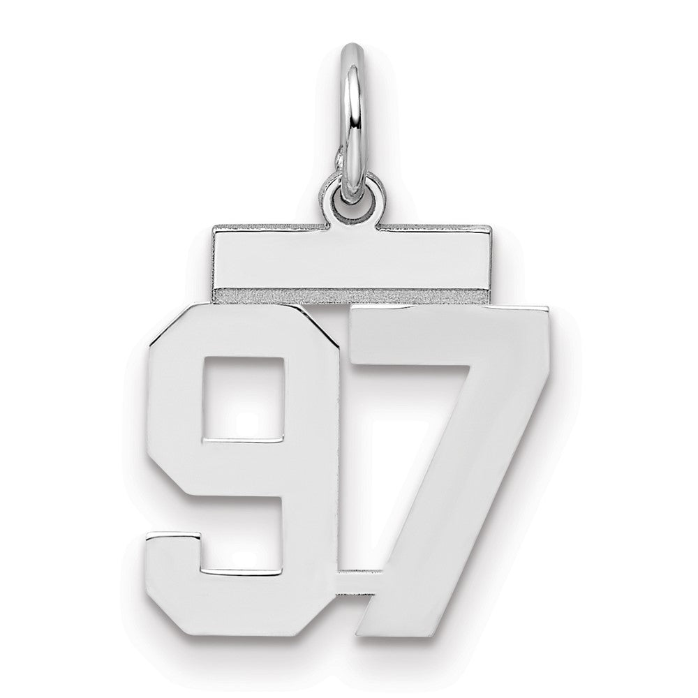 Sterling Silver/Rhodium-plated Polished Number 97 Charm