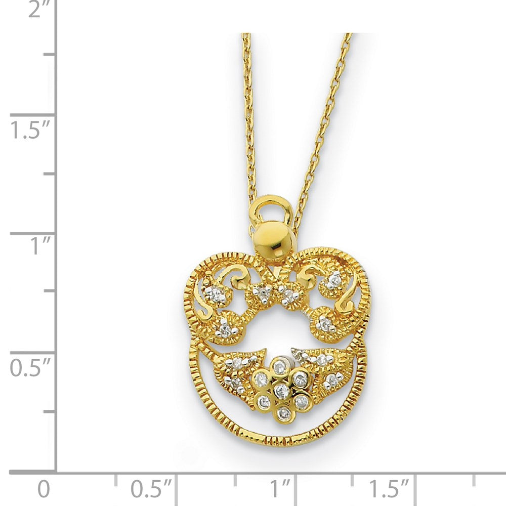 Sterling Silver & Gold-plated CZ Angel of Grace 18in Necklace