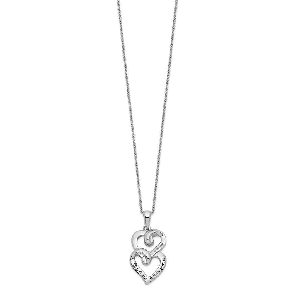 Sentimental Expressions Sterling Silver Rhodium-plated CZ To My Sister 18in Heart Necklace