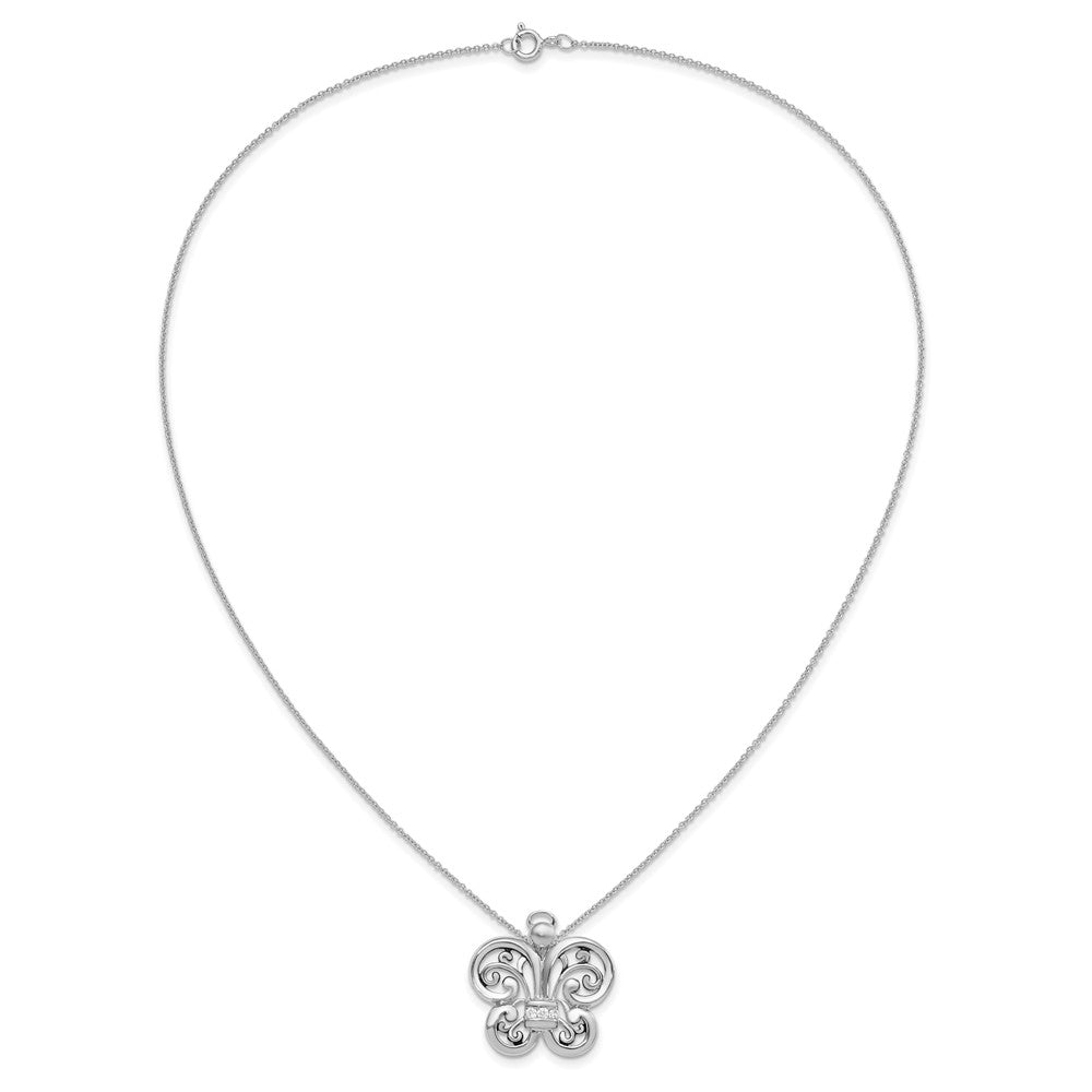 Sentimental Expressions Sterling Silver Rhodium-plated Antiqued CZ Angel of Courage 18in Necklace