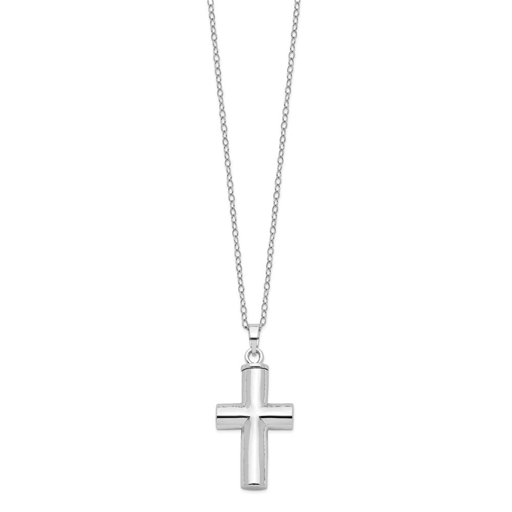 Sentimental Expressions Sterling Silver Rhodium-plated Antiqued Cross Ash Holder 18 Inch Necklace