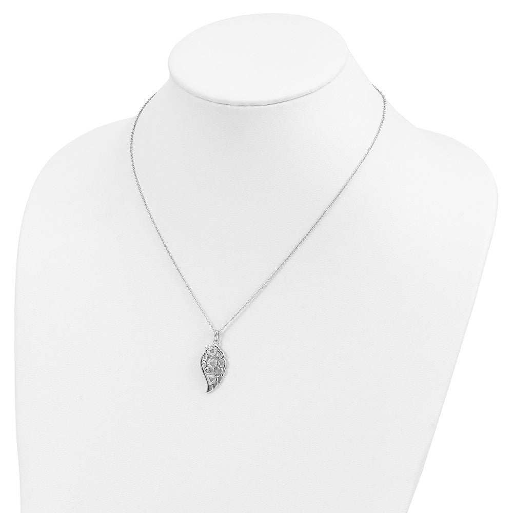 Sentimental Expressions Sterling Silver Rhodium-plated CZ Wind Beneath My Wings 18in. Necklace