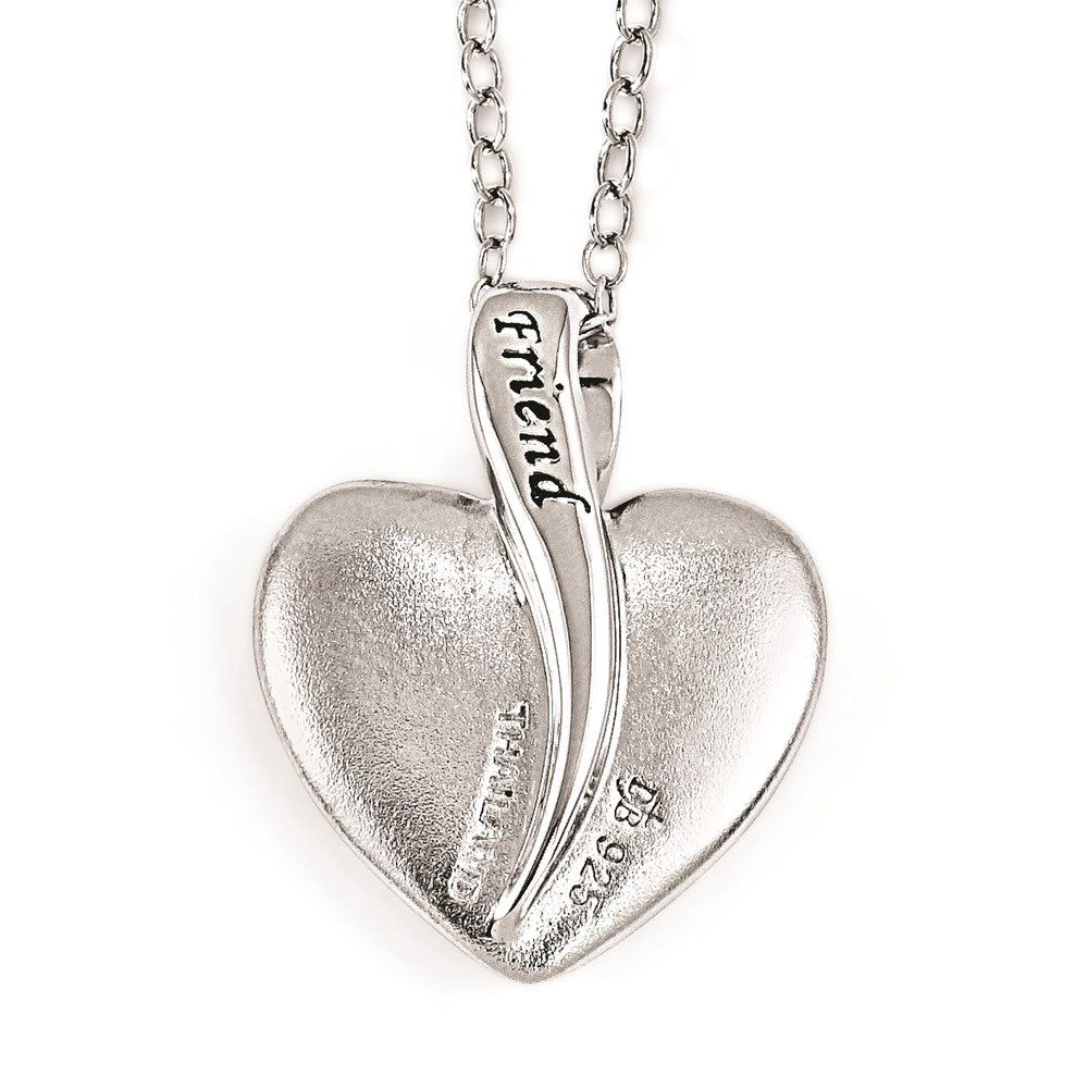 Sterling Silver Polished & Satin Your Friend Heart Necklace
