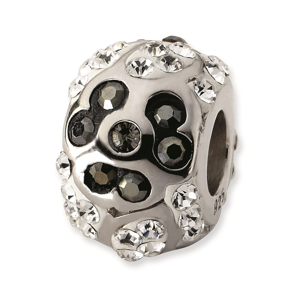 Sterling Silver White & Black Crystal Flower Bead