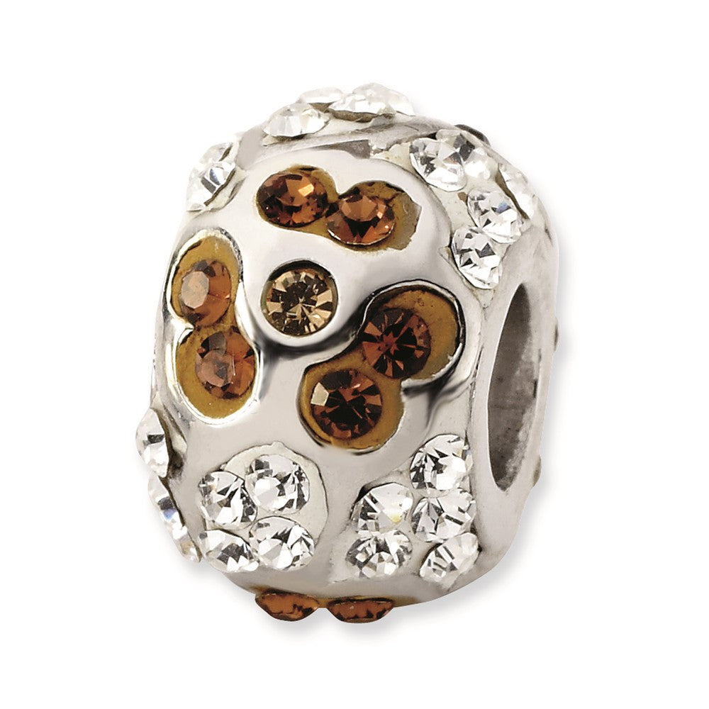 Sterling Silver White & Brown Crystal Flower Bead