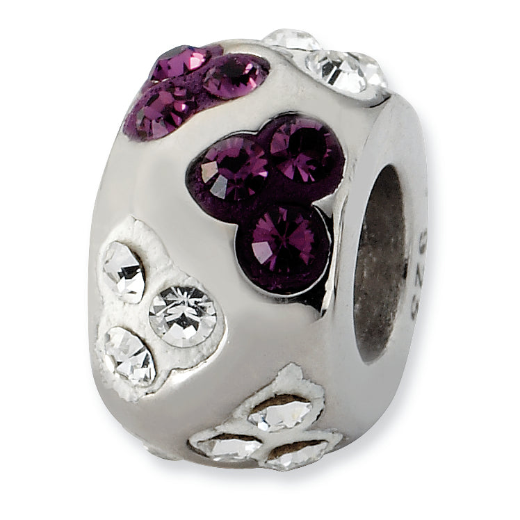 Sterling Silver White & Purple Crystal Bead Size: MM X