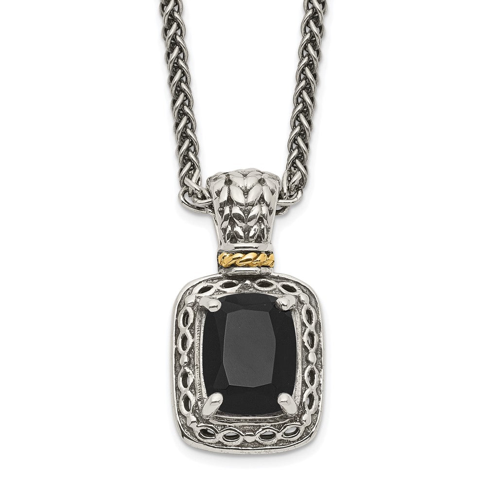 Shey Couture Sterling Silver with 14K Accent 18 inch Antiqued Black Onyx Necklace