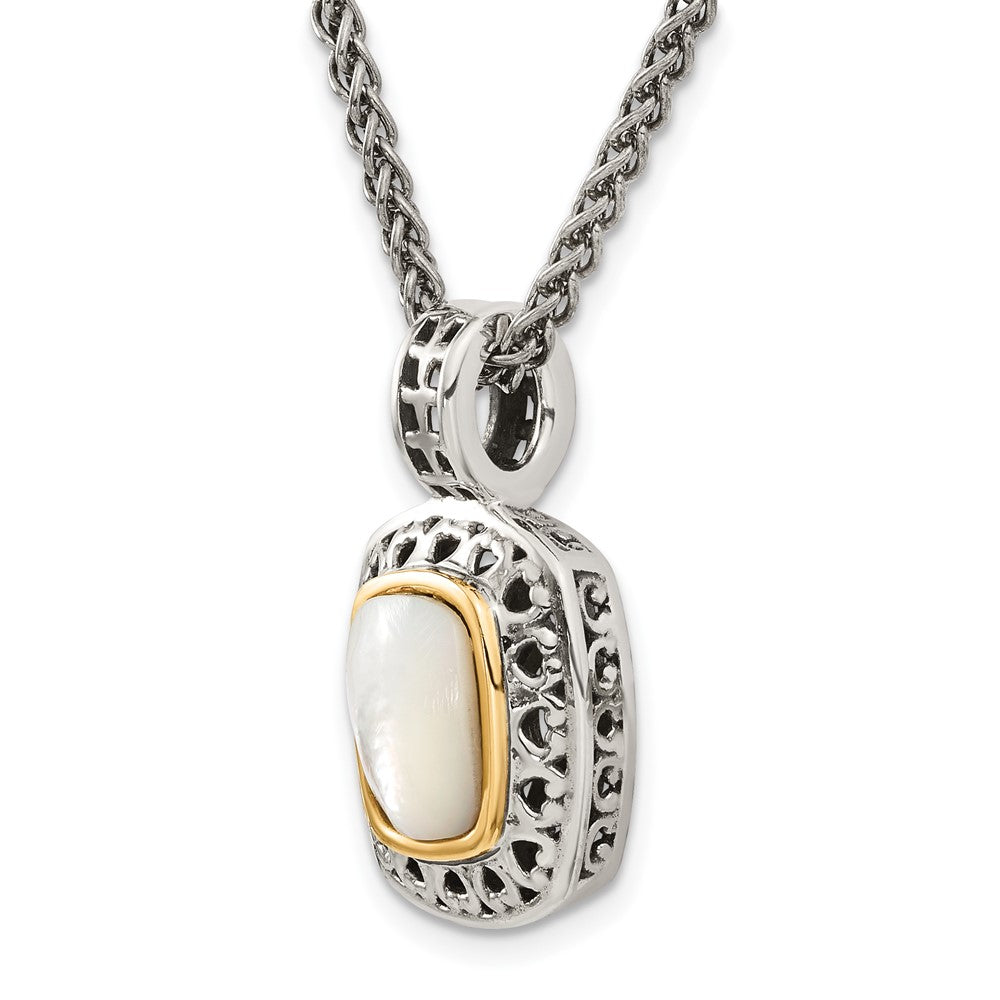 Shey Couture Sterling Silver with 14K Accent 18 Inch Antiqued Mother Of Pearl Necklace