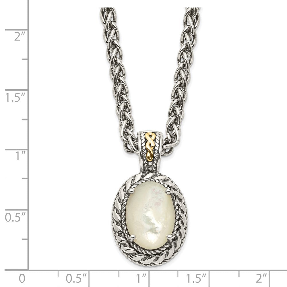 Shey Couture Sterling Silver with 14K Accent 18 Inch Antiqued Mother Of Pearl Necklace