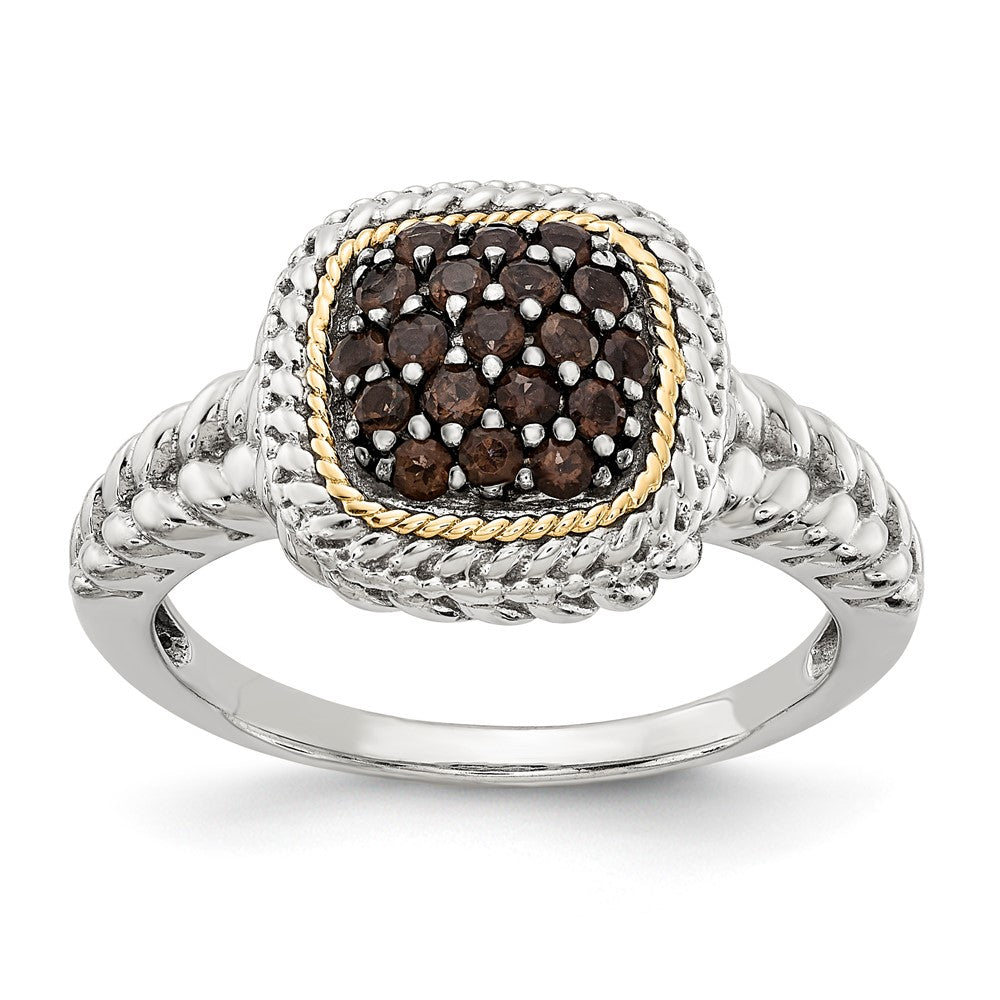 Sterling Silver w/14k and Black Rhodium Smoky Quartz Ring