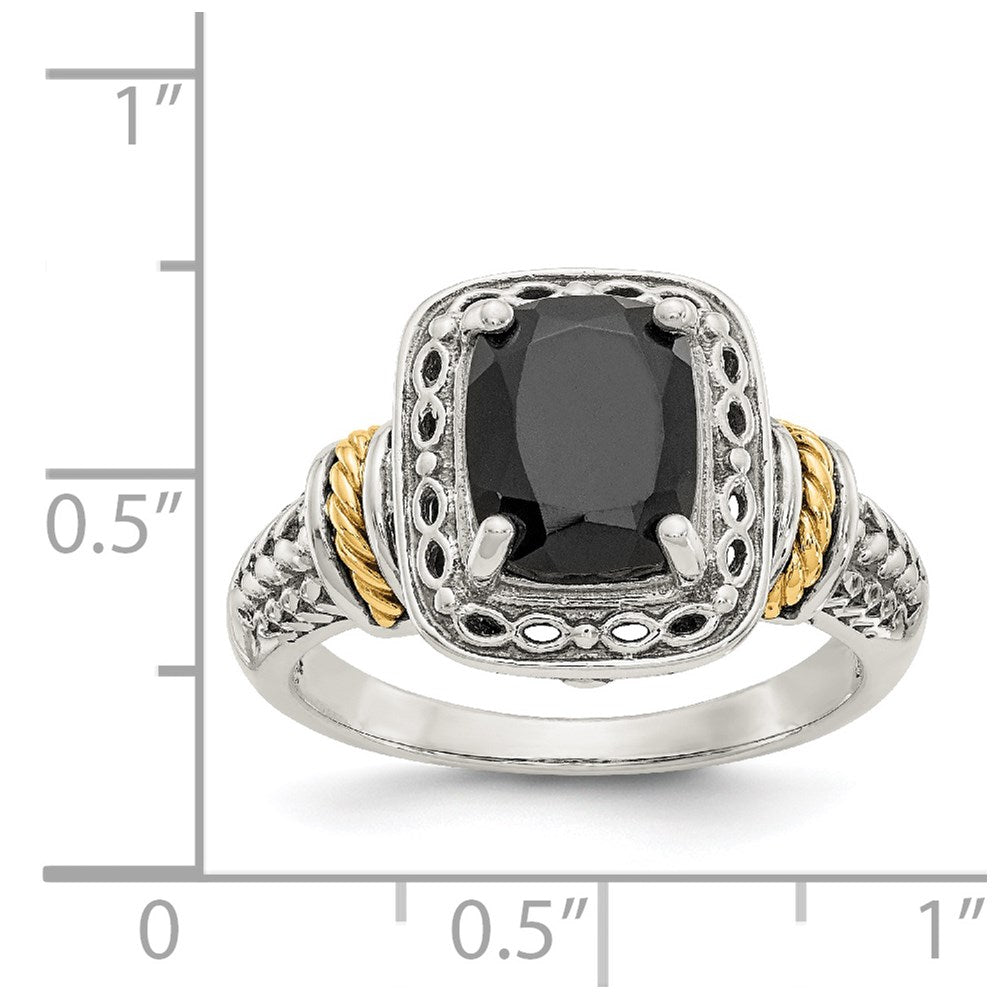 Shey Couture Sterling Silver with 14K Accent Antiqued Black Onyx Ring