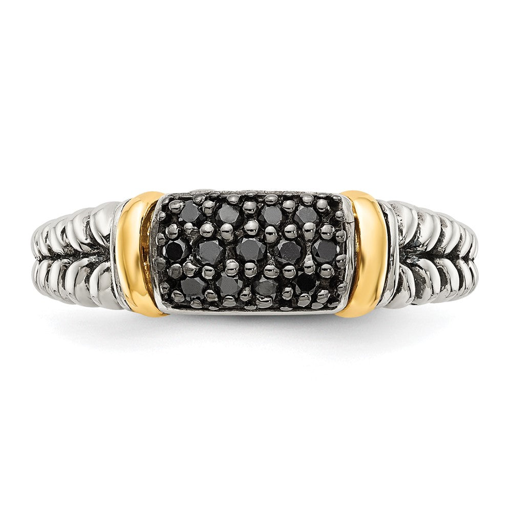 Shey Couture Sterling Silver with 14K Accent Antiqued Black Diamond Ring