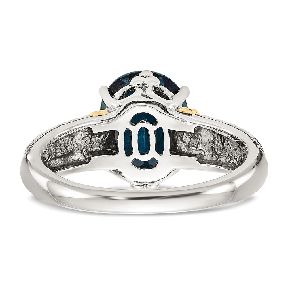 Shey Couture Sterling Silver with 14K Accent Antiqued Oval London Blue Topaz Ring