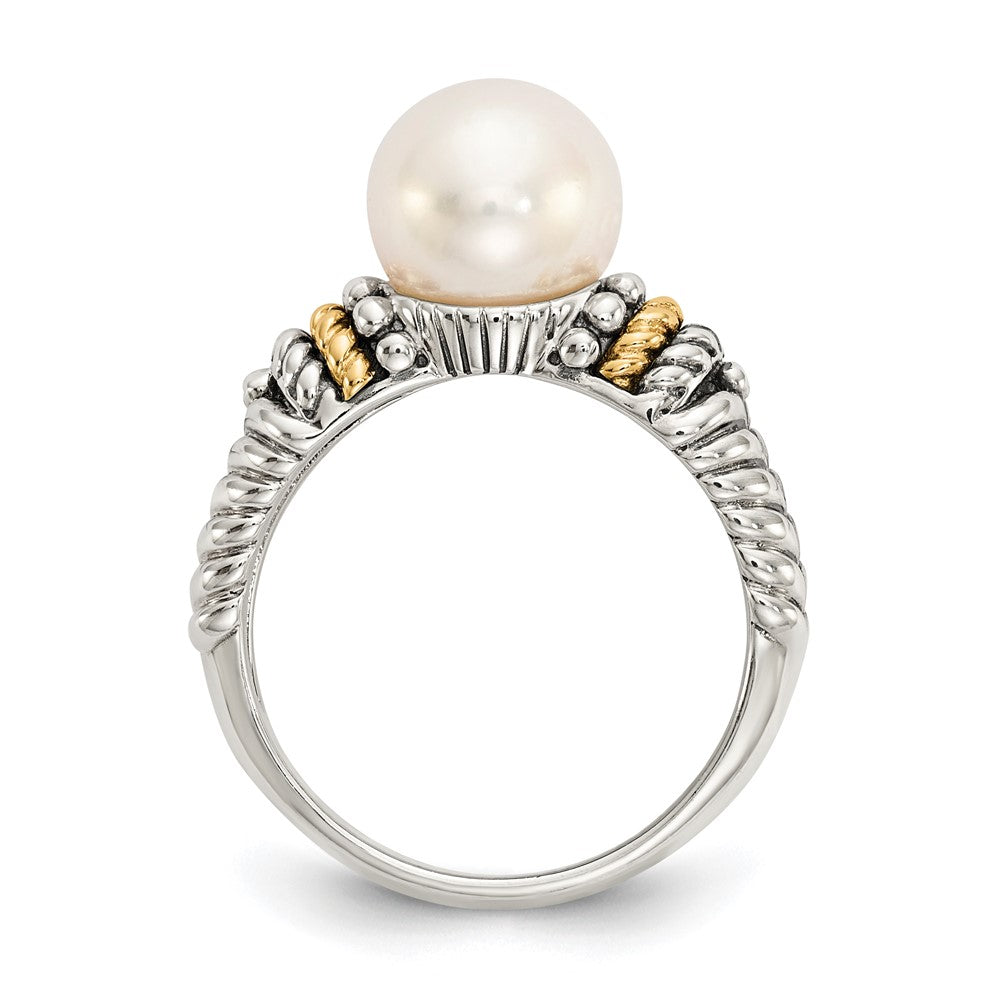 Shey Couture Sterling Silver with 14K Accent Antiqued 8mm Freshwater Cultured Pearl Ring