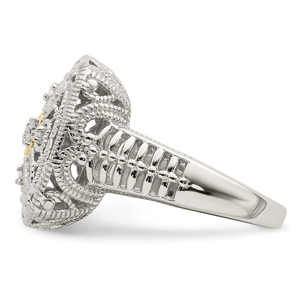 Shey Couture Sterling Silver Rhodium-plated with 14K Accent Diamond Ring