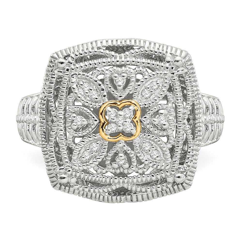 Shey Couture Sterling Silver Rhodium-plated with 14K Accent Diamond Ring