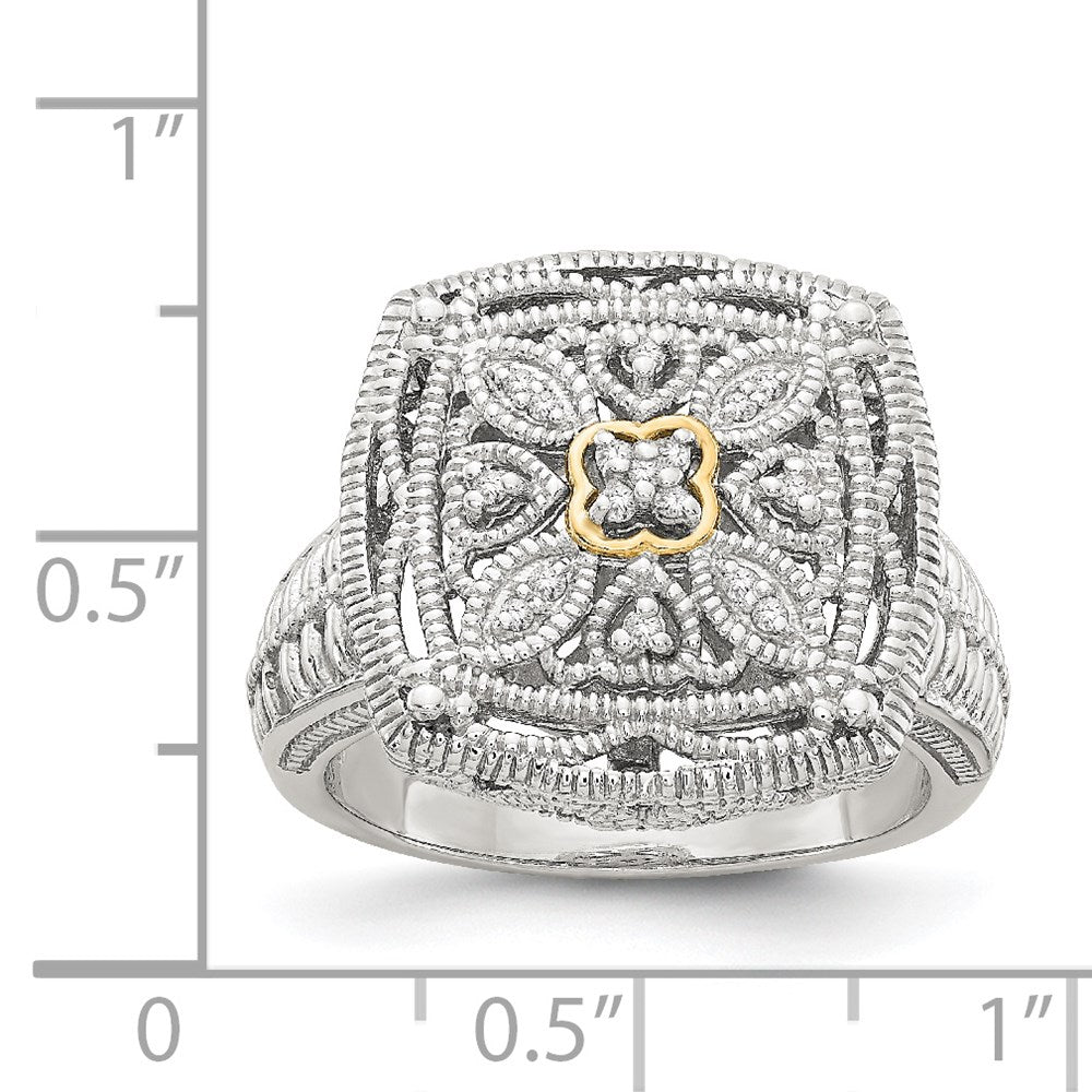 Shey Couture Sterling Silver Rhodium-plated with 14K Accent Diamond Ring