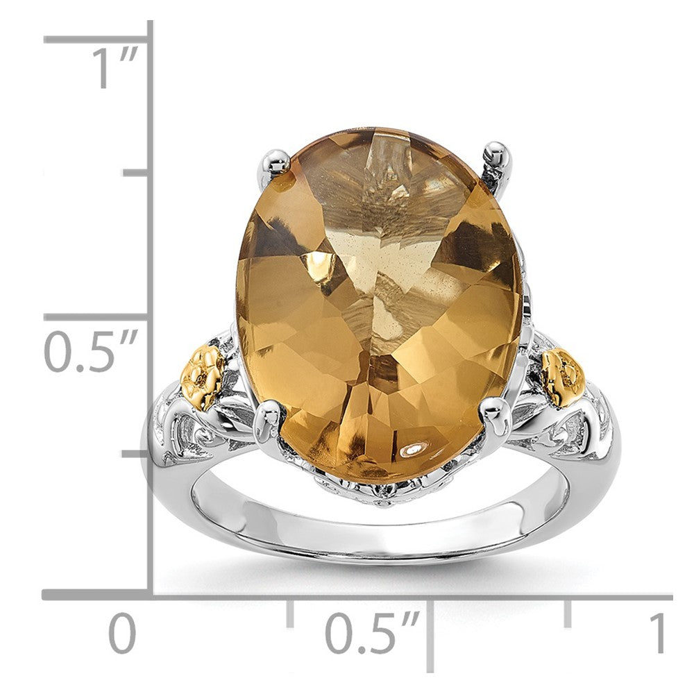 Sterling Silver w/14k Accent Polished Whiskey Quartz Ring