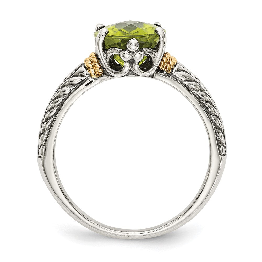 Shey Couture Sterling Silver with 14K Accent Antiqued Oval Peridot Ring