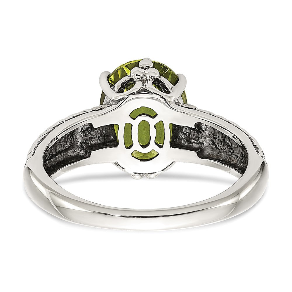 Shey Couture Sterling Silver with 14K Accent Antiqued Oval Peridot Ring