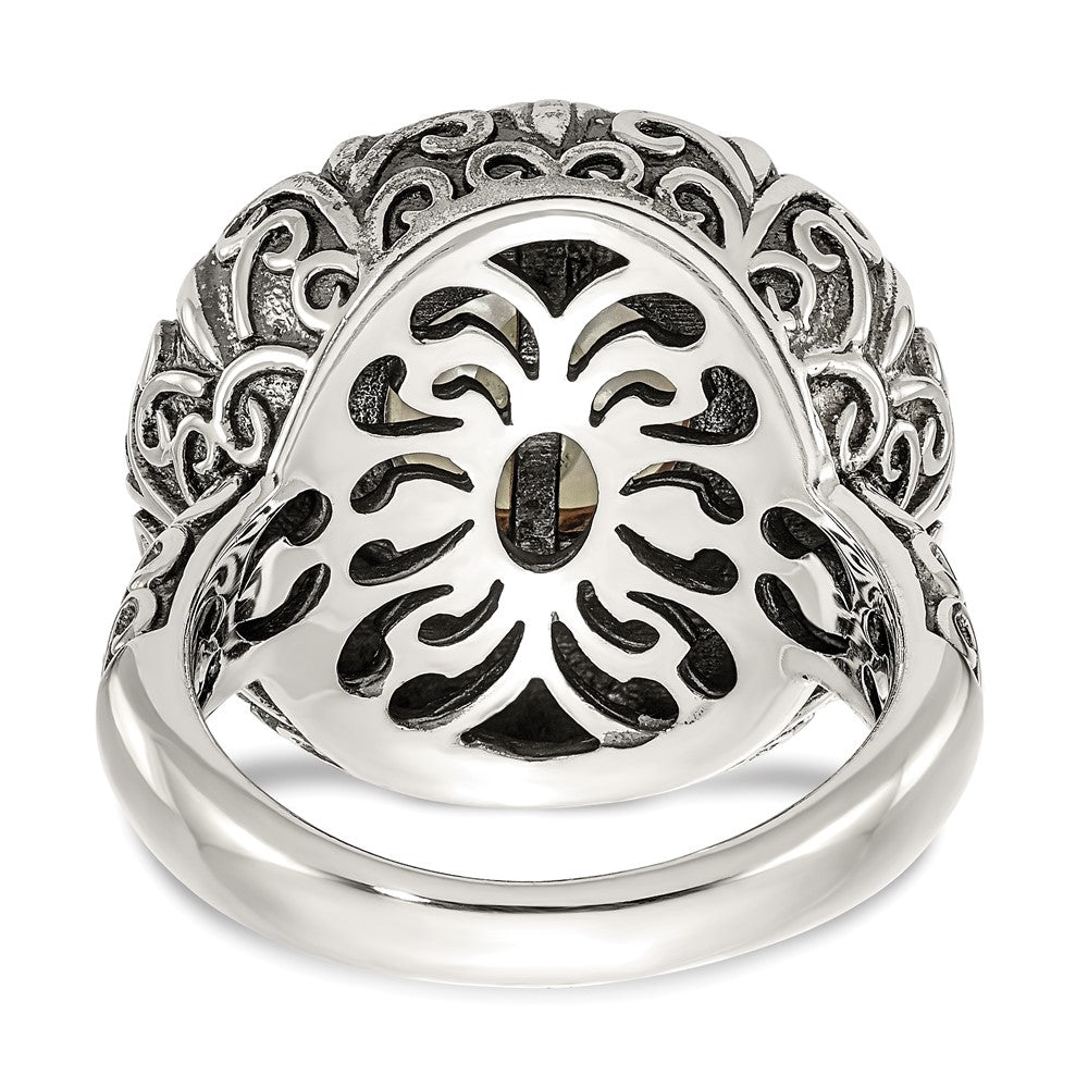 Sterling Silver w/14k 12mm FW Cultured Pearl Ring