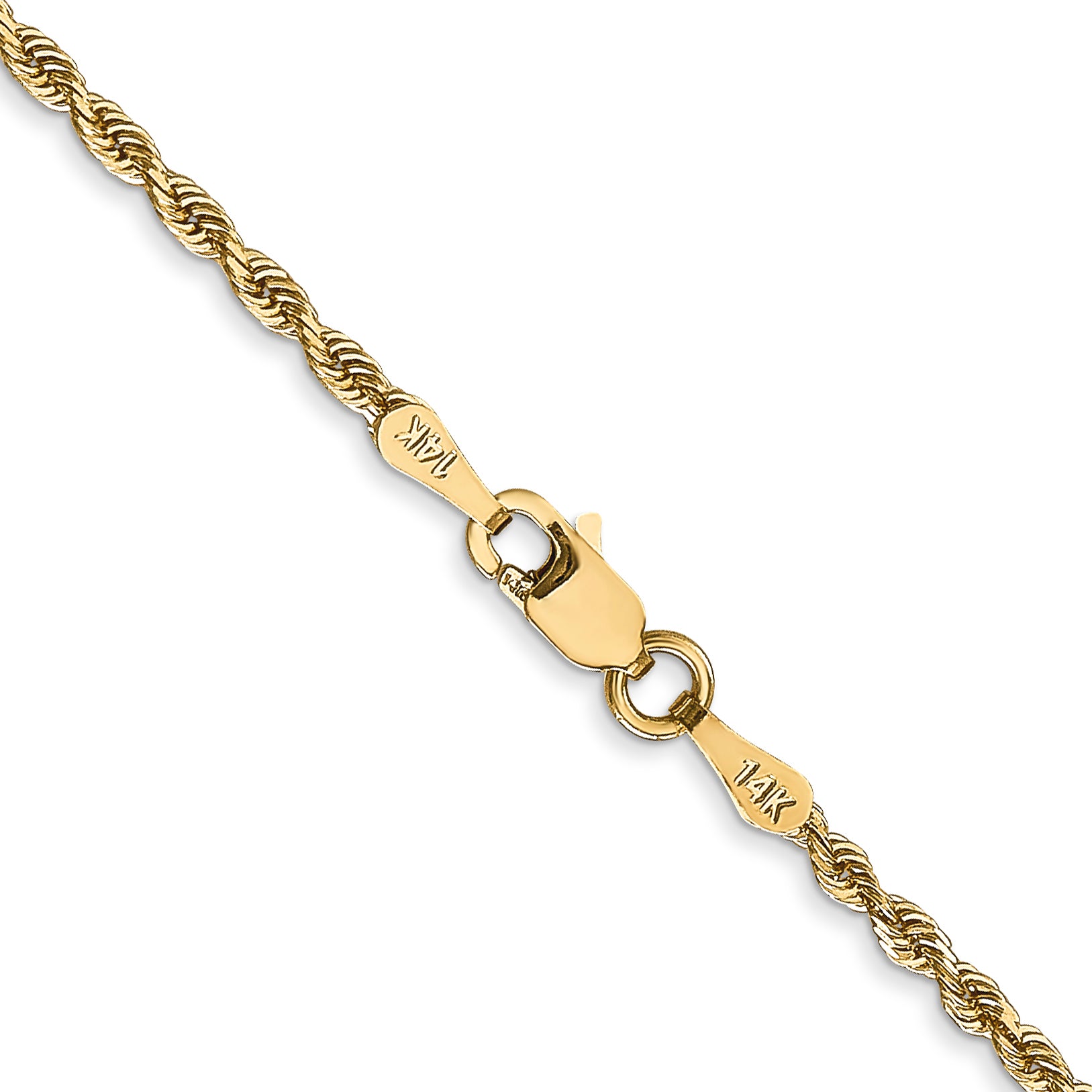 14K 20 Inch 2Mm Diamond-Cut Quadruple Rope Lobster Clasp Chain
