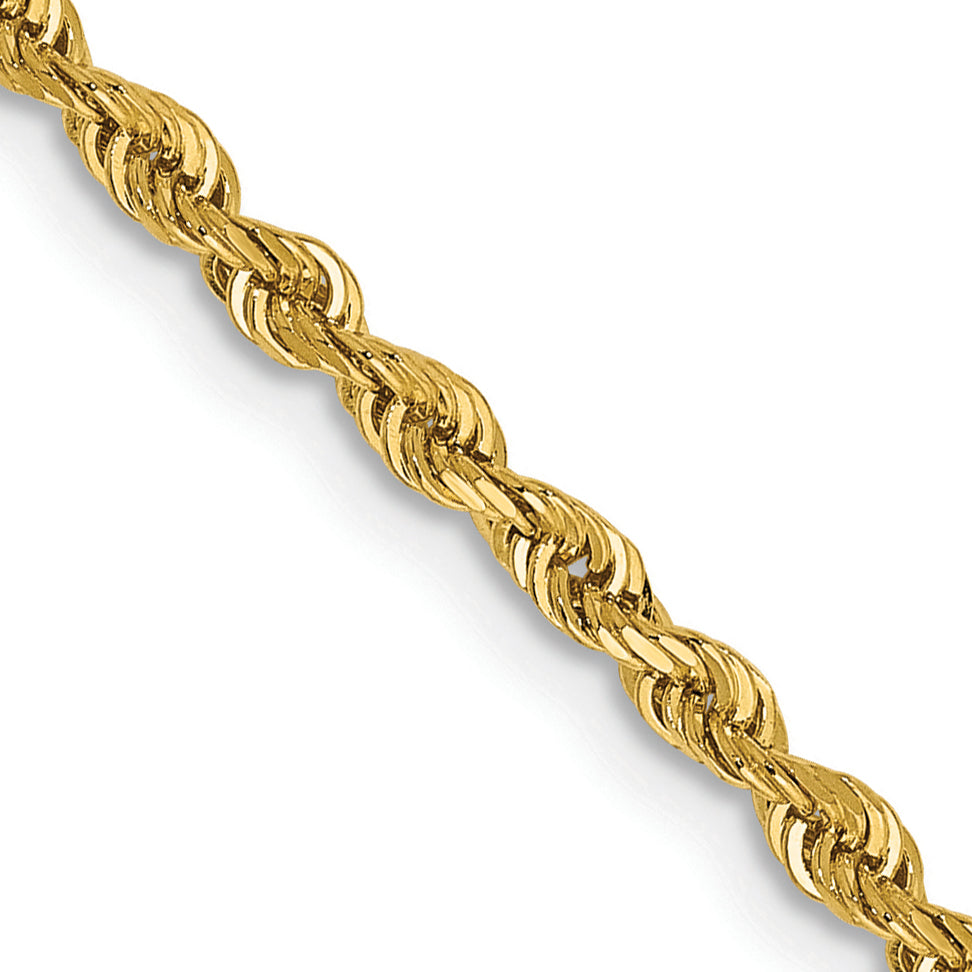14K 8 Inch 2.25mm Diamond-cut Quadruple Rope Lobster Clasp Chain