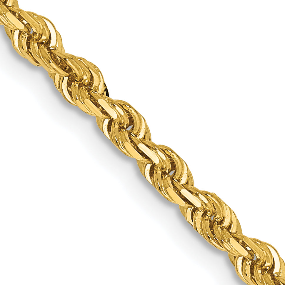 14K 18 Inch 3mm Diamond-cut Quadruple Rope Lobster Clasp Chain