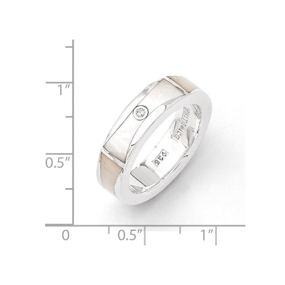 SS White Ice .01ct Diamond and MOP Ring