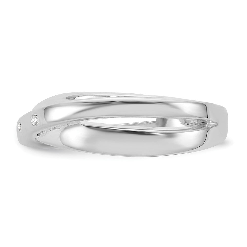 White Ice Sterling Silver Rhodium-plated Diamond X Ring