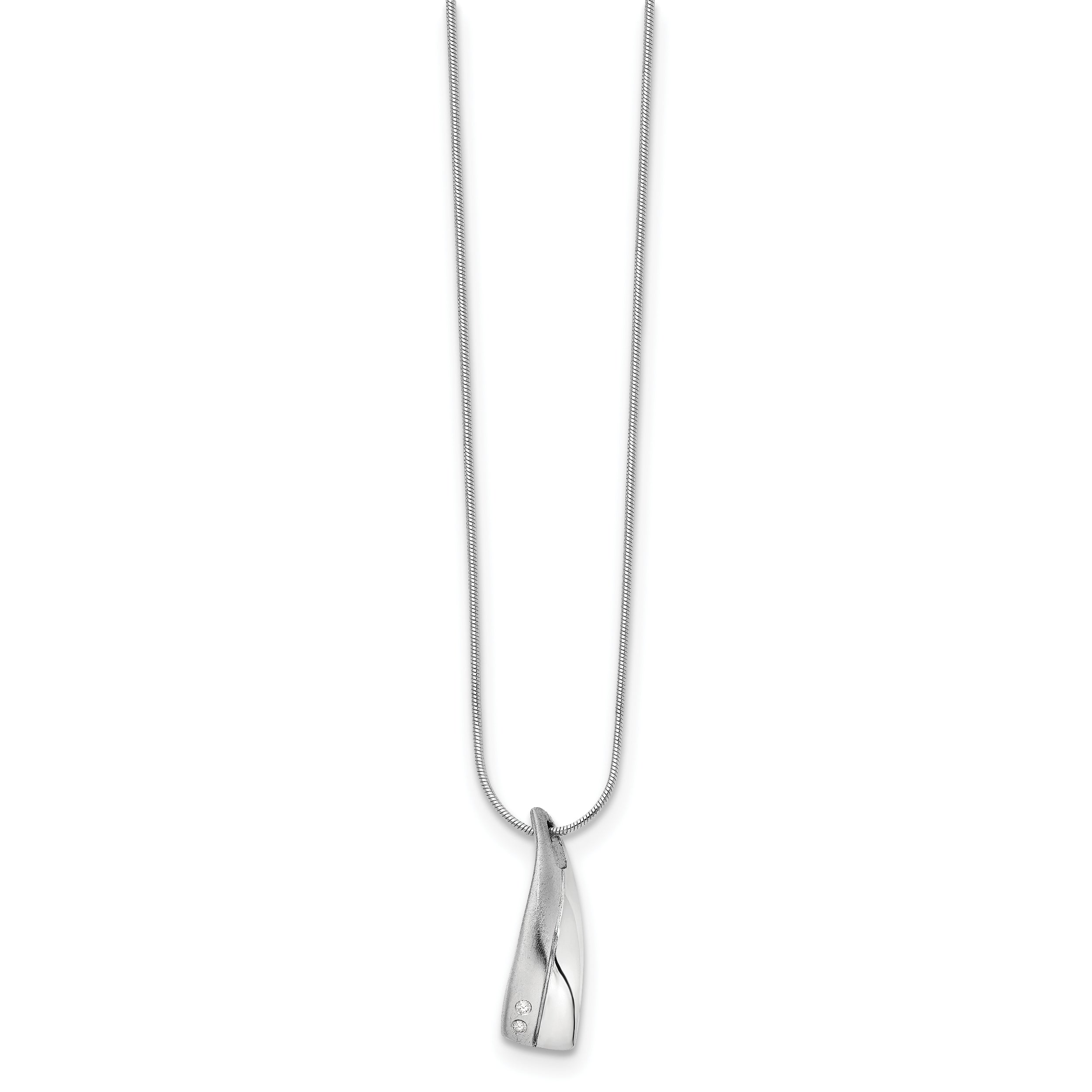 White Ice Sterling Silver Rhodium-plated Satin and Polished 18 Inch Diamond Necklace with 2 Inch Extender