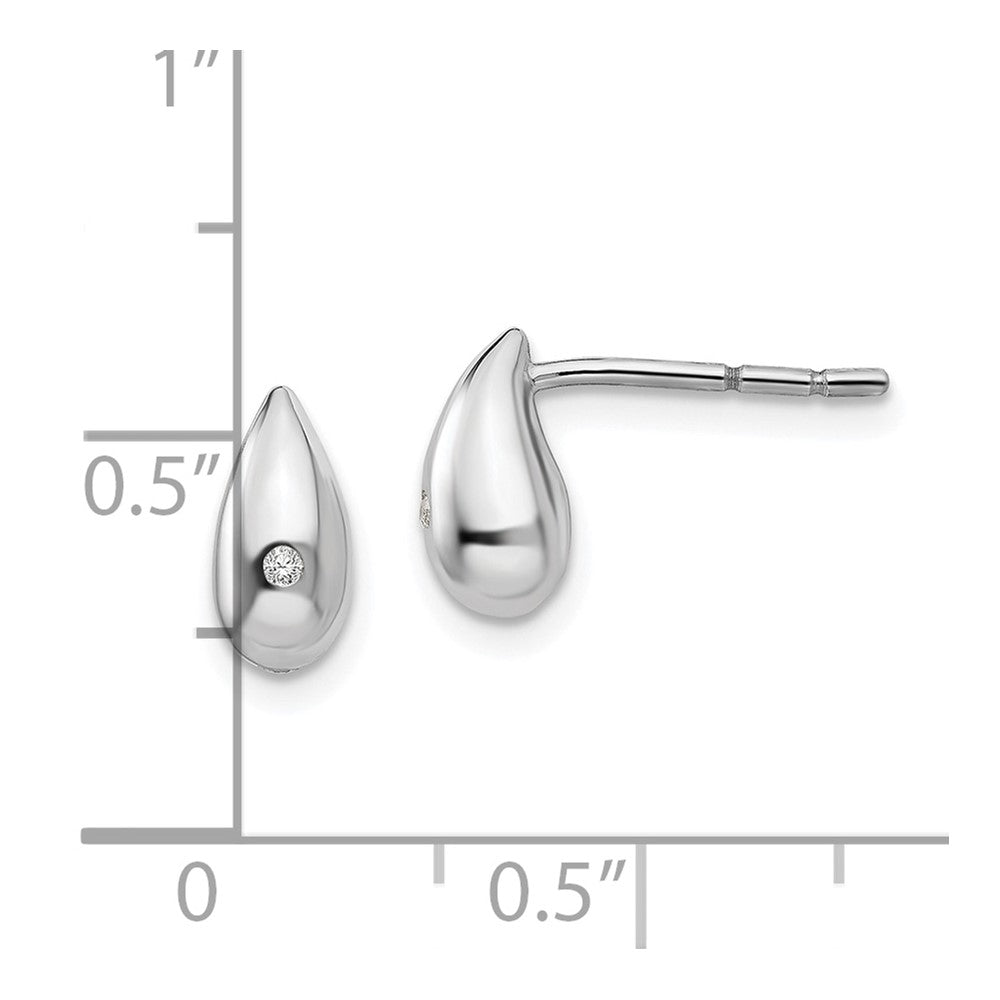 White Ice Sterling Silver Rhodium-plated Diamond Teardrop Post Earrings