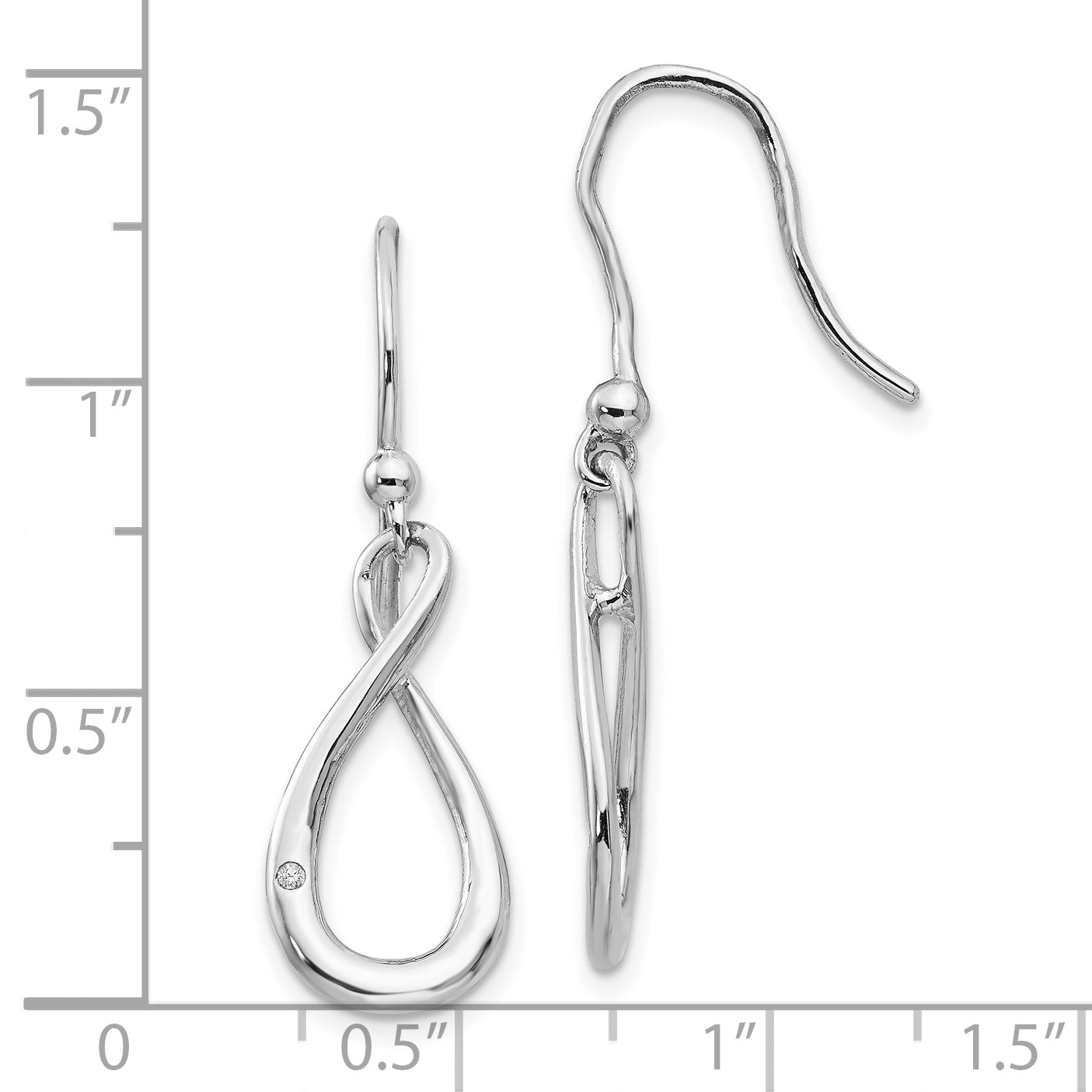White Ice Sterling Silver Rhodium-plated Diamond Shepherd Hook Dangle Earrings