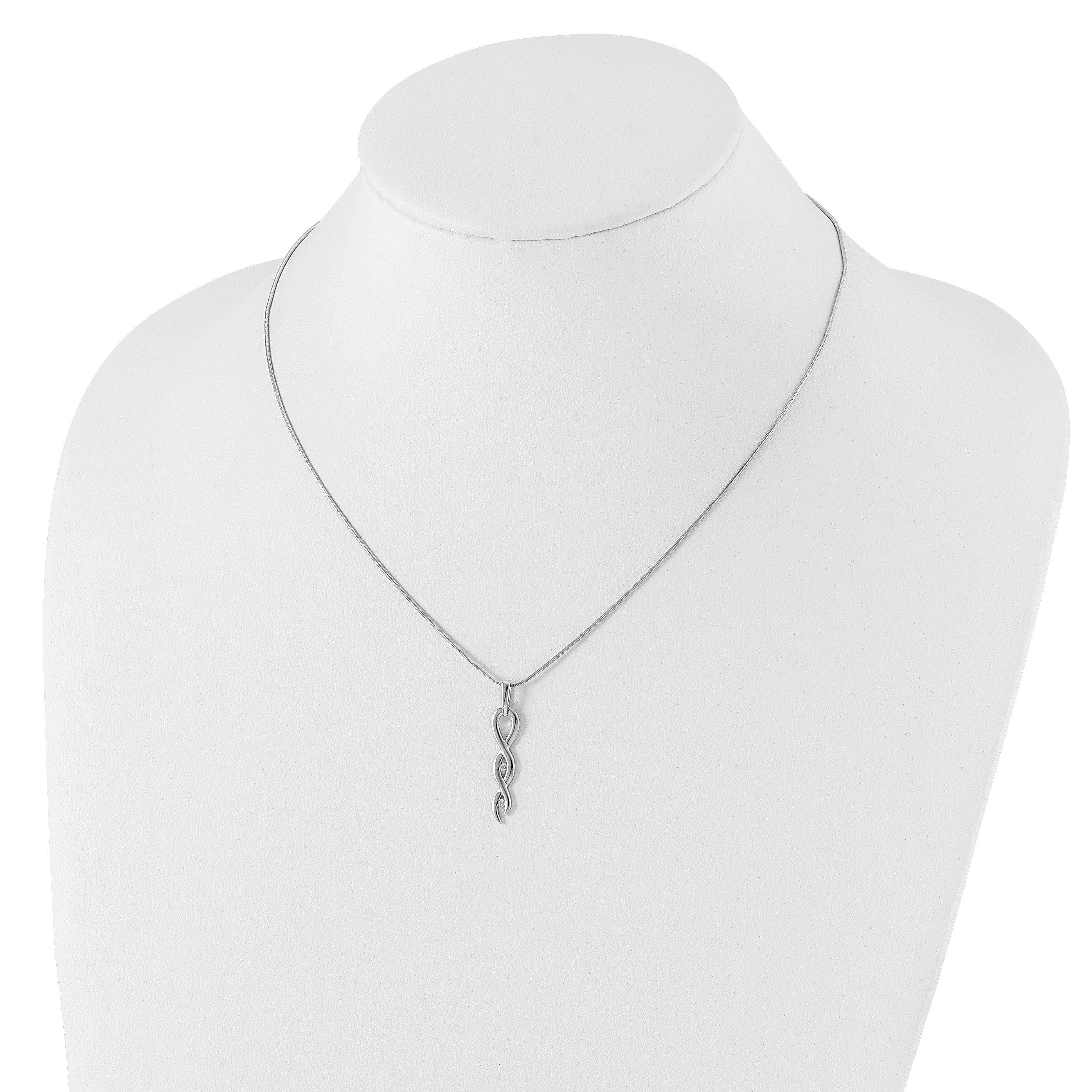 White Ice Sterling Silver Rhodium-plated Diamond 18 Inch Twist Necklace with 2 Inch Extender