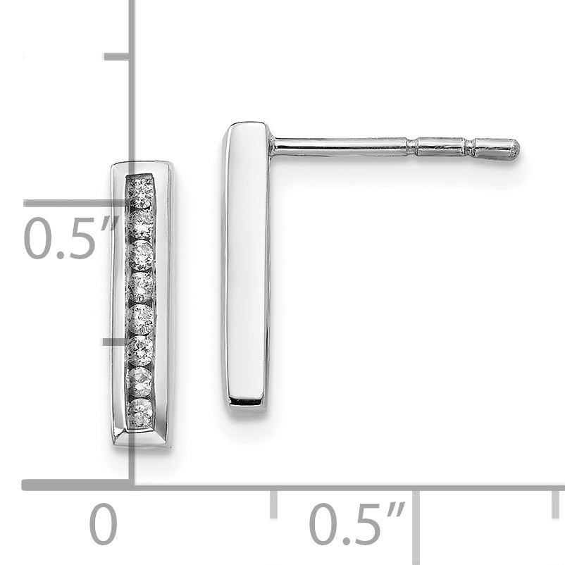 White Ice Sterling Silver Rhodium-plated Chanel-set Diamond Post Drop Earrings