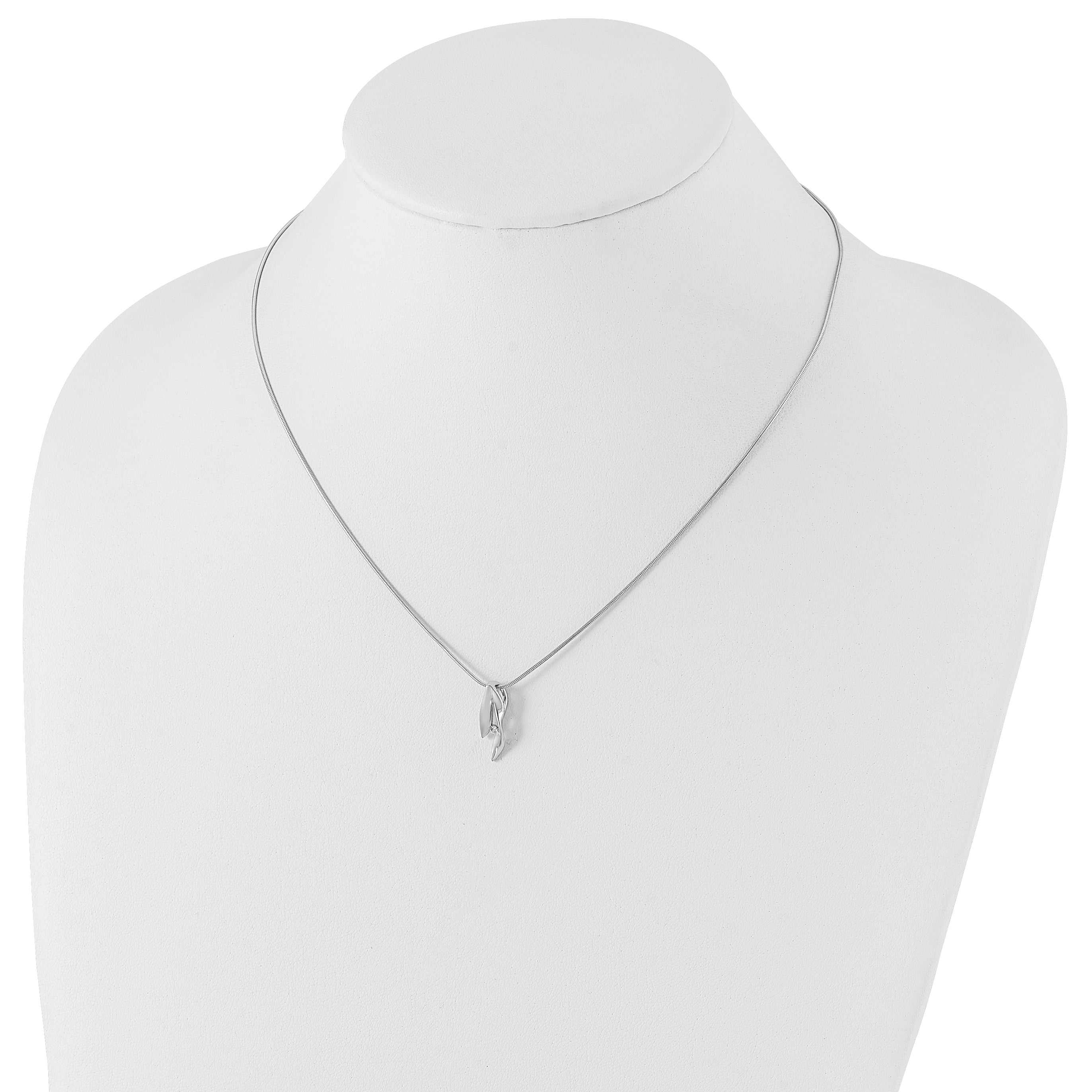 White Ice Sterling Silver Rhodium-plated Satin and Polished 18 Inch Diamond Necklace with 2 Inch Extender