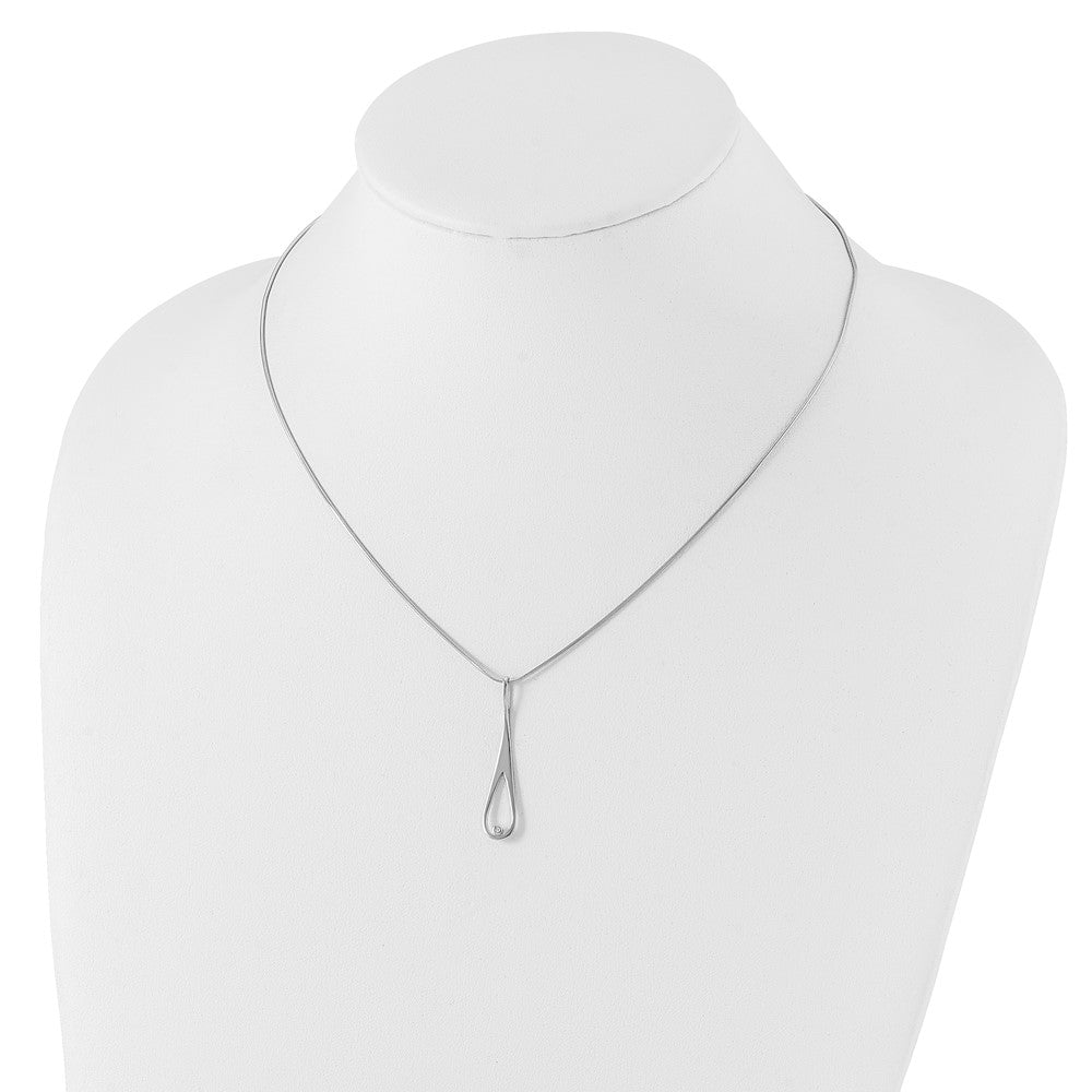White Ice Sterling Silver Rhodium-plated 18 Inch Diamond Open Teardrop Necklace with 2 Inch Extender